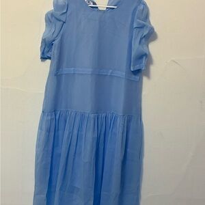 NWT Light Blue Sheer Drop Waist Tiered Midi Dress Small
